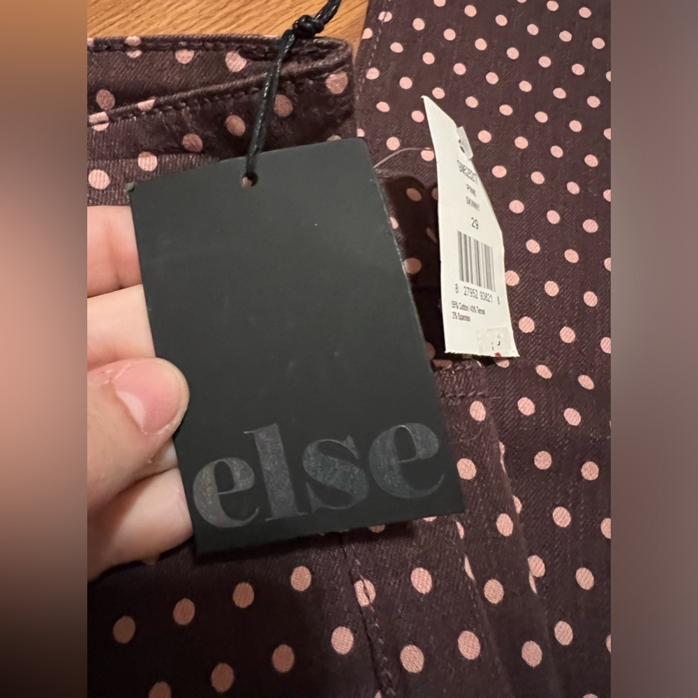 NWT ELSE (MACY'S) WOMEN'S PINK POLKA DOT SKINNY ANKLE JEANS SZ 29 - Picture 3 of 7